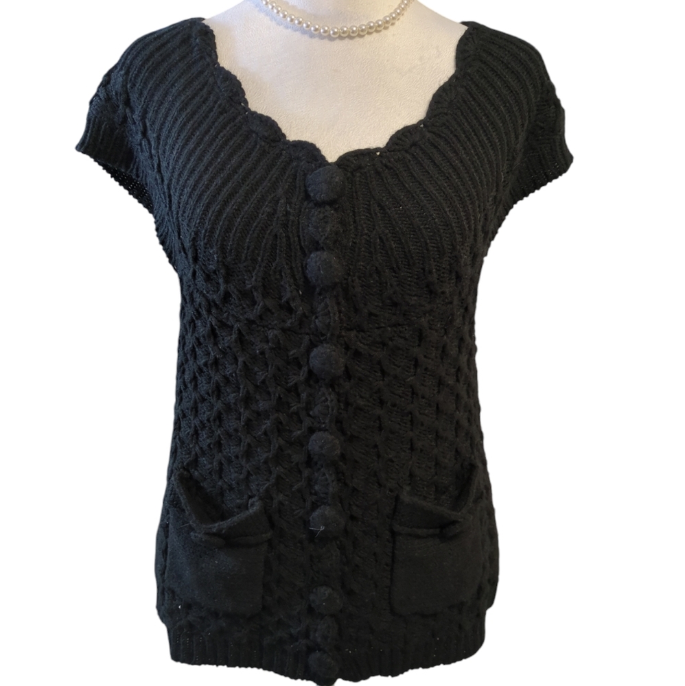Peppe Peluso sweater crochet with pockets size S Color Black